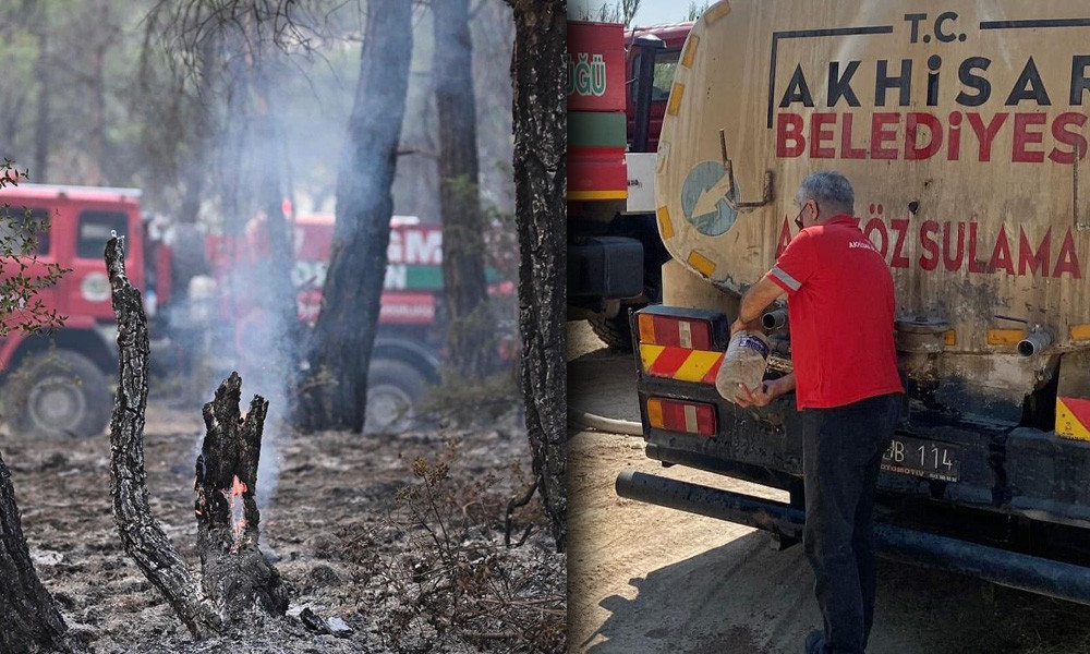 AKHİSAR BELEDİYESİ’NİN ARAZÖZLERİ YANGIN BÖLGESİNDE 